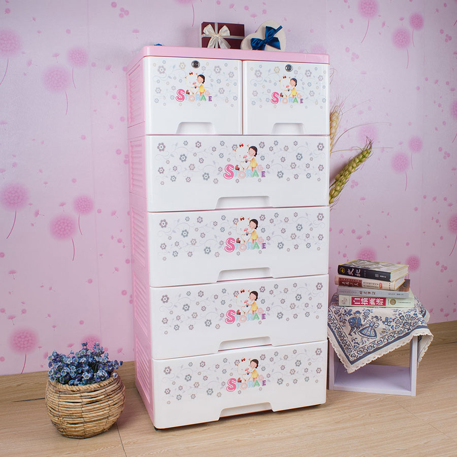 印花帶鎖整理柜(四層/